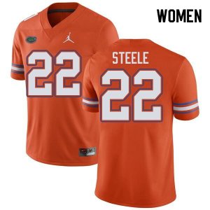 Women's Florida Gators #22 Chris Steele NCAA Jordan Brand Orange Authentic Stitched College Football Jersey HAL2262RN